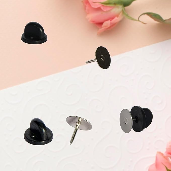 40 Pairs Rubber Pin Backs, 9mm×10mm Butterfly Clutch Backings, Craft Making - Image 4