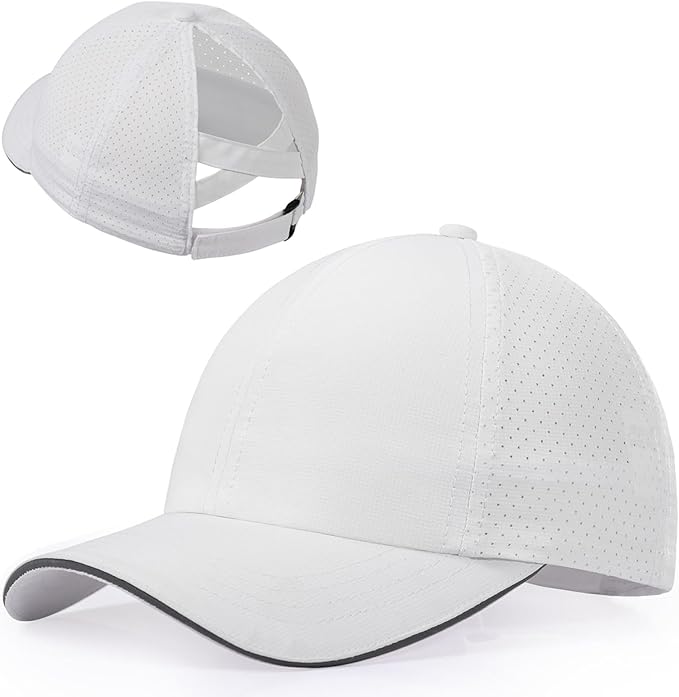 Little Girls Reflective Baseball Cap Criss Cross Ponytail Hat Kids Quick Dry Mesh Summer Sports Hat for Toddler Ages 3-8