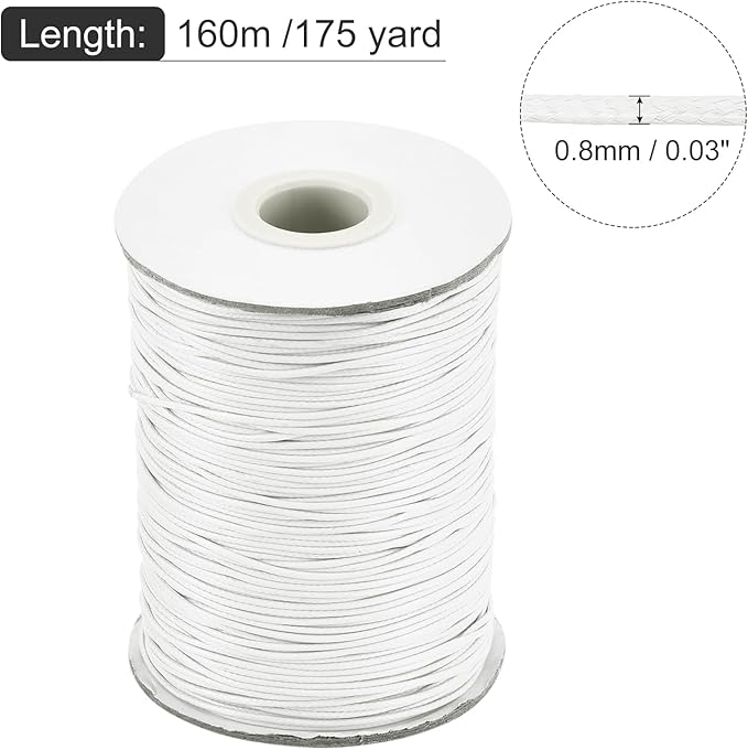 MECCANIXITY Waxed Cord 0.8mm Waxed Polyester Cord 175 Yard Wax String - Image 2