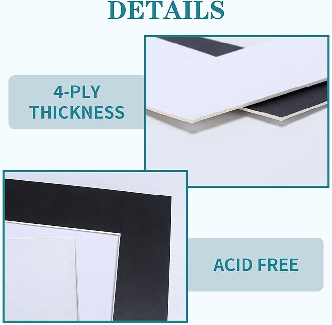 ZBEIVAN 12 Packs White and Black Colors 8x10 Picture Frame Mats - Image 3