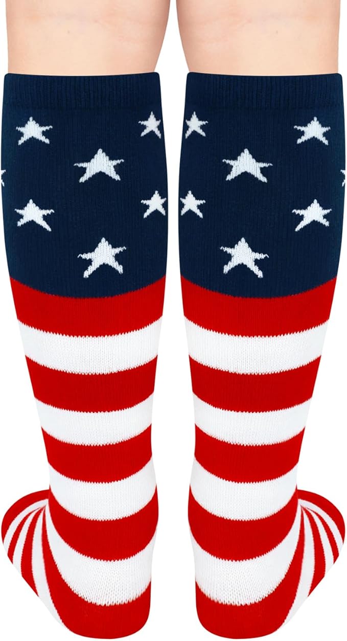 Sarfel Kids Soccer Socks Toddler Soccer Socks Girls Boys Soccer Socks Kids Tube Socks with Stripes Toddler Knee High Socks