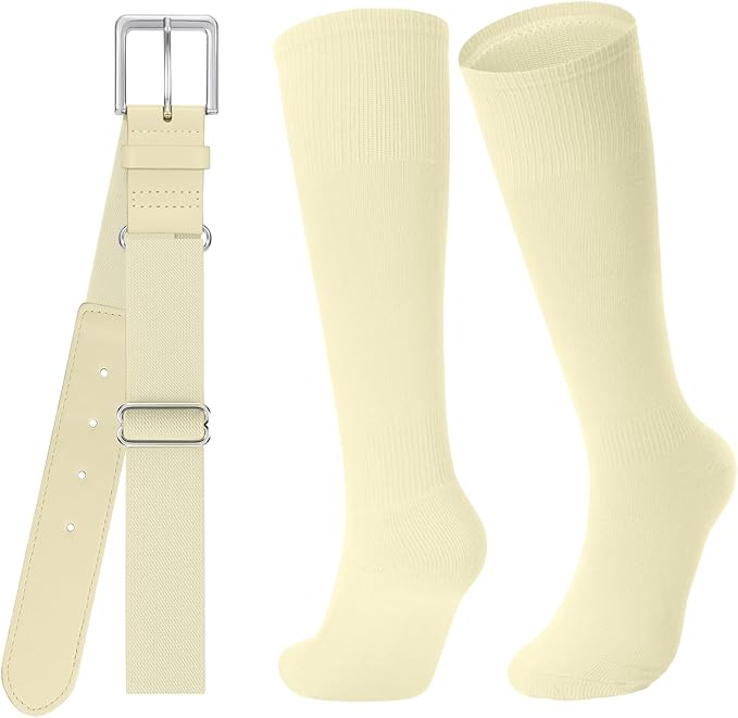 Baseball Socks and Belt for Youth Adult Softball Socks Combo Elastic Waist Belt for Men Kids Boys Girls Women JASGOOD