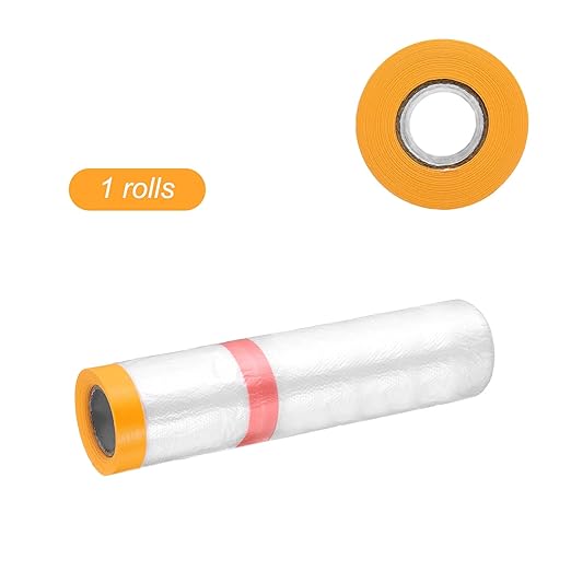 HARFINGTON Pre-Taped Masking Film 126" x32.8ft Double Adhesive Tape and Drape - Image 3