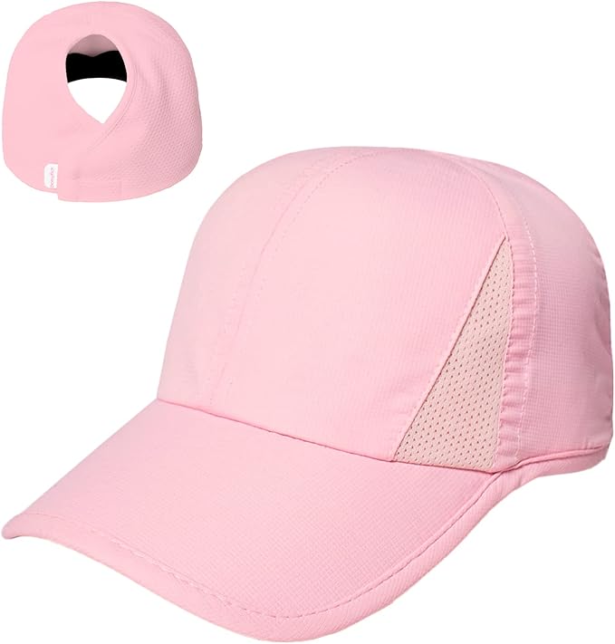 Ponyflo Women’s Ponytail Baseball Cap, Patented Active Feather-Light Hat with Open Back