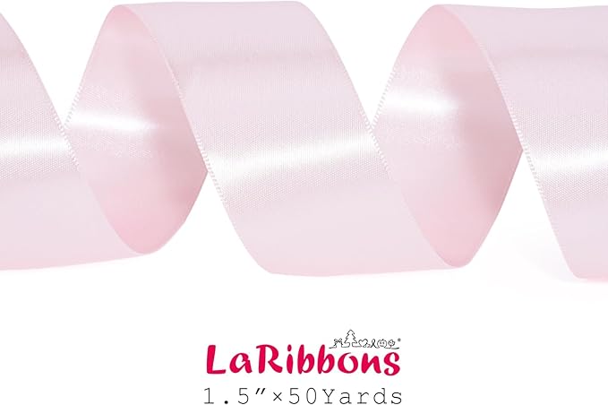 LaRibbons 1 1/2 Inch 50 Yard Double Faced Satin Ribbon, Light Pink Satin Craft - Image 8