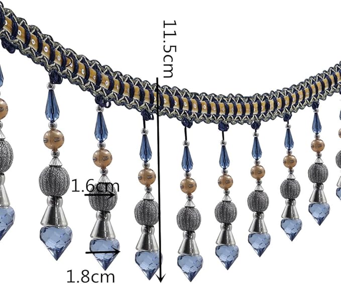 3yards Beading Fringe Trimming Long Beads Tassel Curtain Trim Ribbon Trim - Image 2