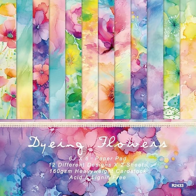 Vintage Scrapbook Paper Pad Floral Patterned Paper 6×6, 24 Sheets Single-Sided by iKammo