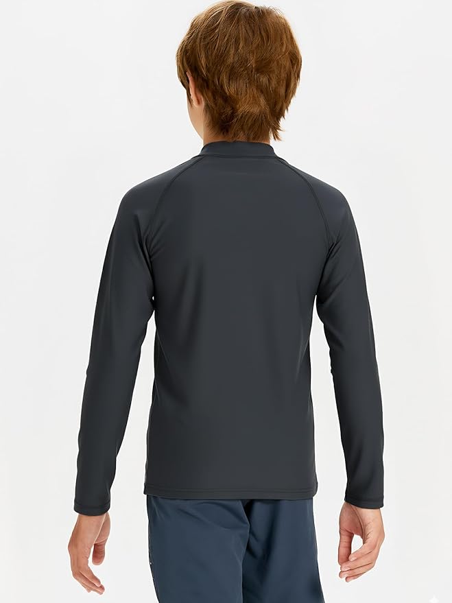 DEVOROPA Youth Boys Compression Thermal Shirt Long Sleeve Kids Fleece Baselayer Soccer Baseball Undershirt Slim/Regular/Husky