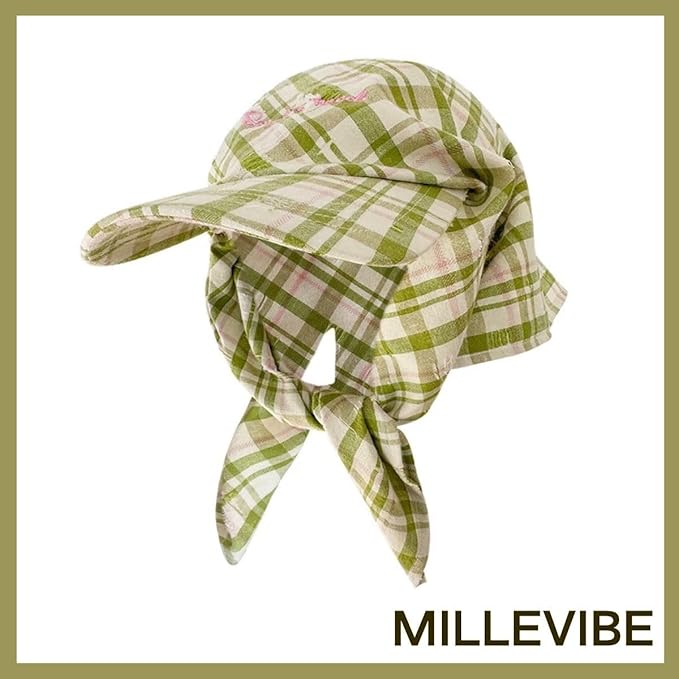 Women’s Plaid Bandana Baseball Cap – Y2K Adjustable Checkered Hat, Casual Streetwear Summer Fashion Visor Scarves