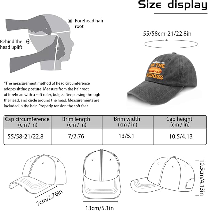 I'm JUST HERE for The Hotdogs Hats for Men Baseball Caps Trendy Washed Workout Hats Light Weight