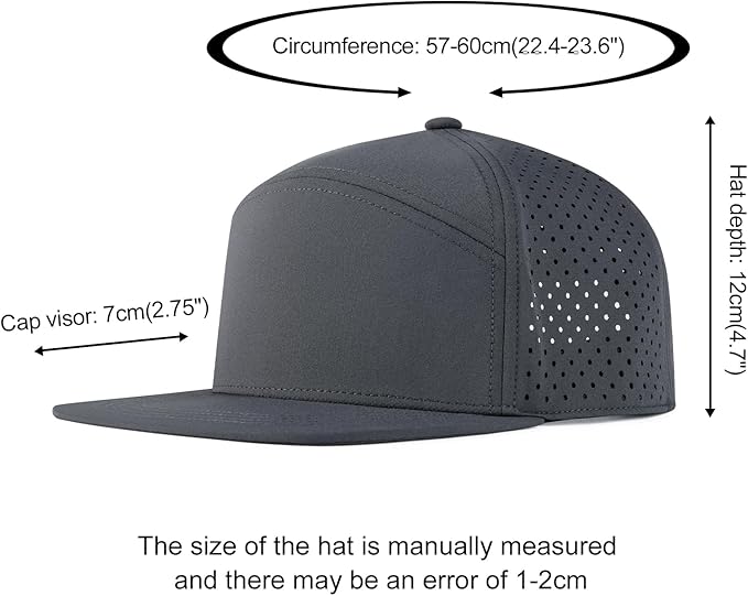 FEINION Men Flat Brim Adjustable Performance Hat Snapback Laser Perforated Baseball Cap
