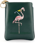 PINKTEE Golf Valuables Pouch Premiun Leather Tee Pouch Funny Golf Accessories Bag with Zipper Master Green for Women Men (Pink Stripe, FLAMINGO)