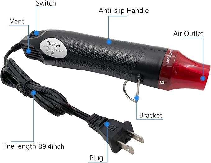 Heat Gun, Mini Hot Air Gun for DIY Crafts Portable Heat Air Gun Tool for - Image 2