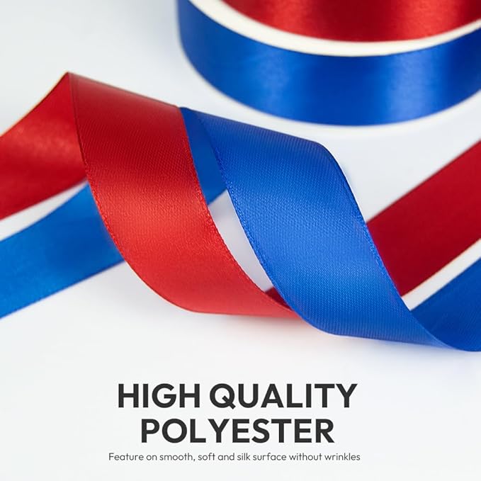 KMER LIFE 1 inch Wide x 50 Yards White Single Faced Polyester Satin Ribbon - Image 4