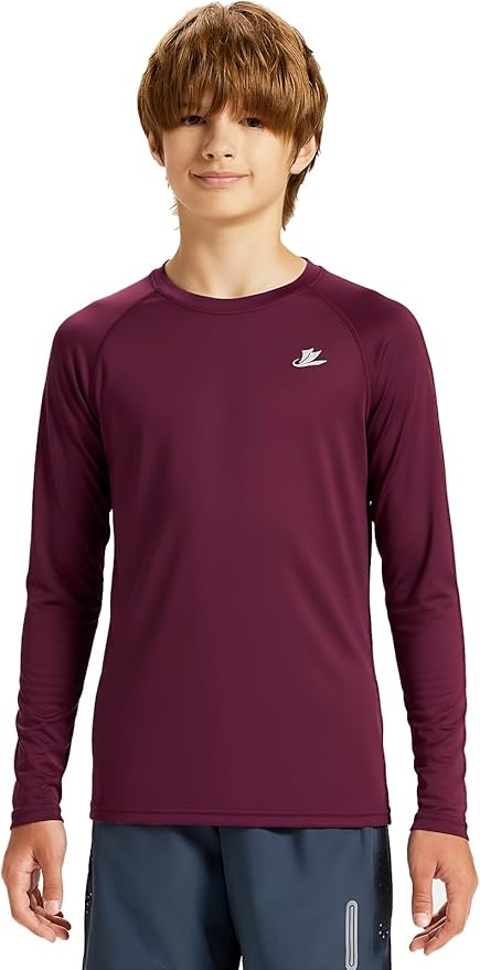 DEVOROPA Youth Boys Compression Thermal Shirt Long Sleeve Kids Fleece Baselayer Soccer Baseball Undershirt Slim/Regular/Husky