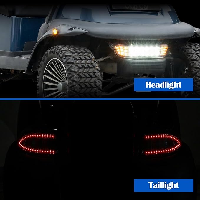 NOKINS Club Car Precedent Light Kit with Bumper for Club Car Precedent 2004-UP Electric Gas Golf Cart - 12V LED Headlight & Turn Signal Light(Fit #102524800/1025248-01) (Front & Rear Light Deluxe Set)