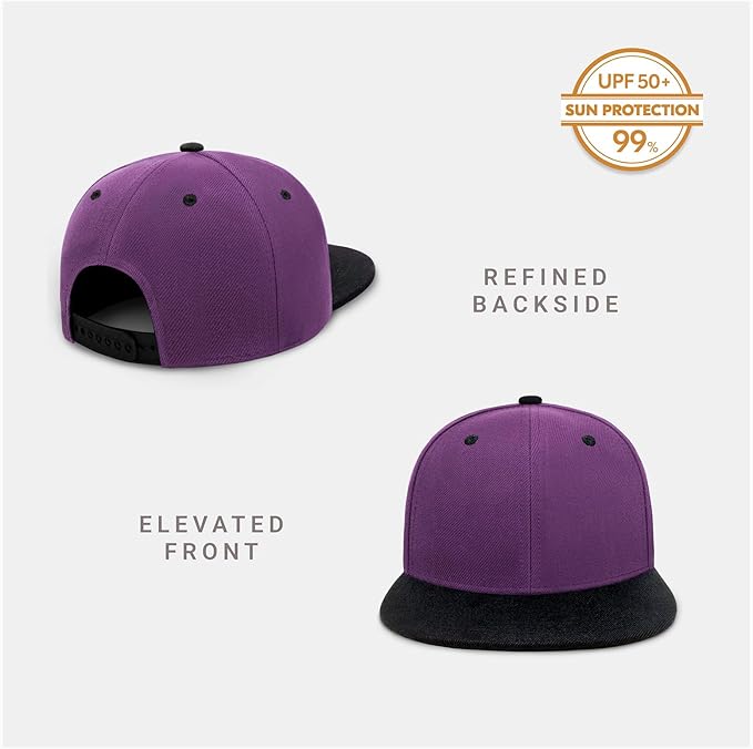 CHOK.LIDS Flat Bill Visor Classic Snapback Hat Blank Adjustable Brim High Top End Trendy Color Style Plain Tone Baseball Cap