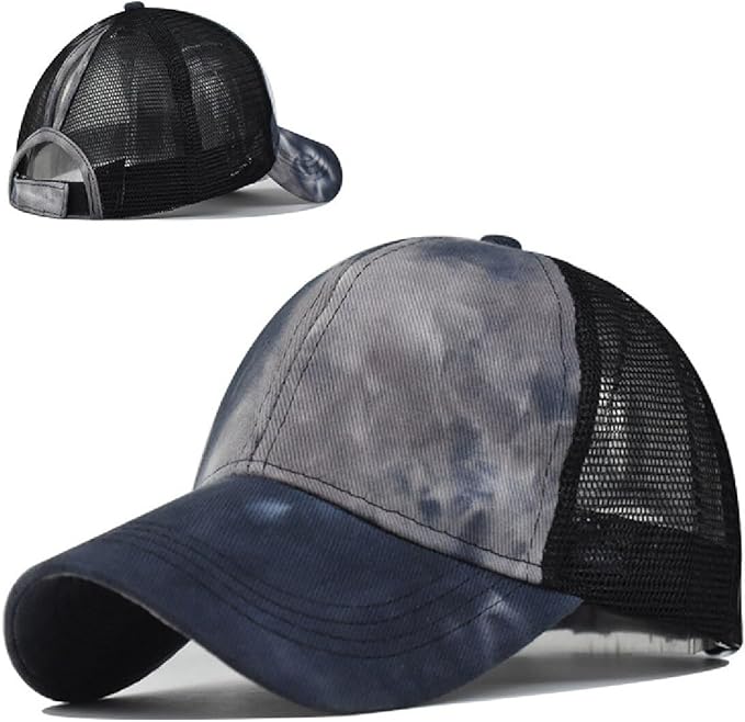 Criss Cross Hat Washed Distressed Baseball Cap Ponytail Hat High Messy Bun Ponycap for Women