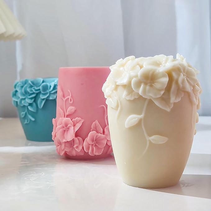 Bottle Candle Molds Cylinder Flower Pillar Mold - Image 5