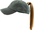 Classic Plain Ponytail Messy High Bun Headwear Adjustable Cotton Trucker Mesh Glitter Hat Baseball Cap