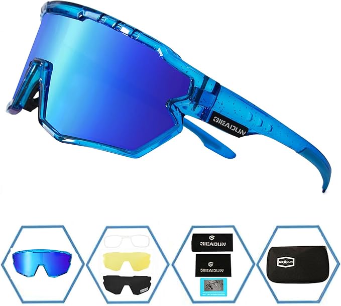 Sports Sunglasses Cycling Glasses Pink Polarized Glasses Baseball glasses with 3 lenses,Fishing,Ski Running Golf