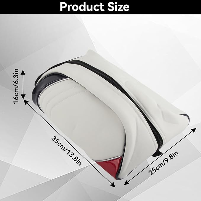 Golf Shoe Bag for Men & Women, PU Leather Travel Shoes Carrier Bag, Dustproof and Lightweight Outdoor Golf Accessories Storage for Sport Shoes, Socks, Tees & Balls(White)