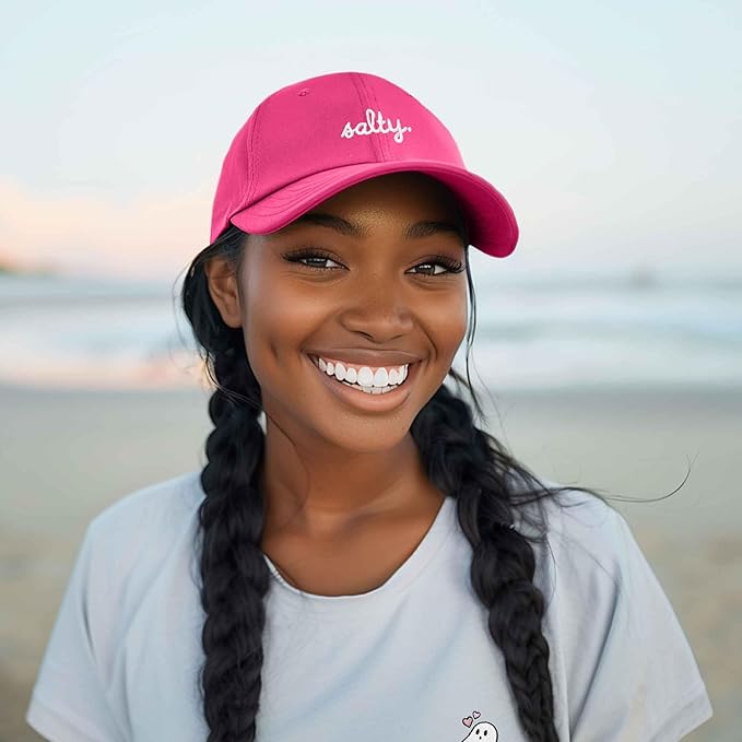 DALIX Salty Embroidered Cotton Beach Baseball Cap Adjustable Dad Hat Womens