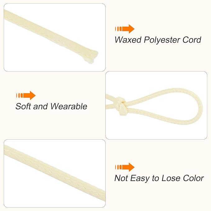 MECCANIXITY Waxed Polyester Cord 2mm 98 Yard Beige - Image 3