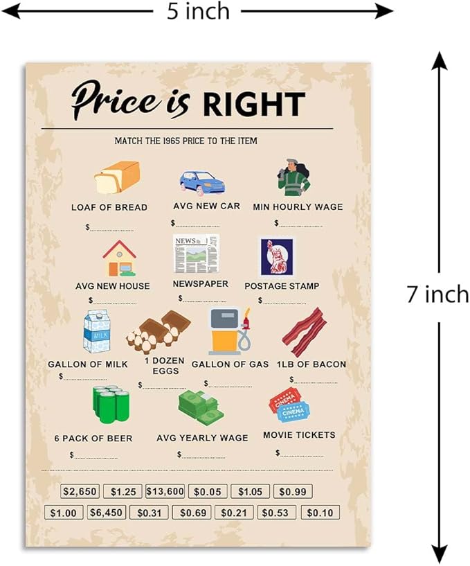 60th Birthday Party Games, Price is Right Games, Birthday Party Supplies - Image 2