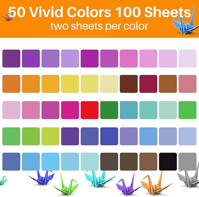 Opret Origami Paper Large, 100 Sheets 4x4 inch / 10x10cm Large Origami Paper 50 - Image 2