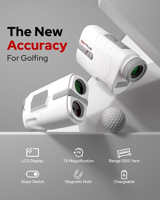 GF2-Golf Rangefinder with Slope and Pin Flagpole Lock Vibration, 1300 Yards Range Finder, External Slope Switch