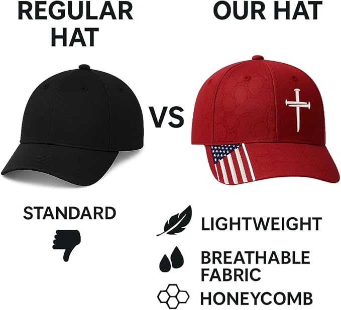 Adjustable Jesus 3 Nail Cross Hat with American Flag