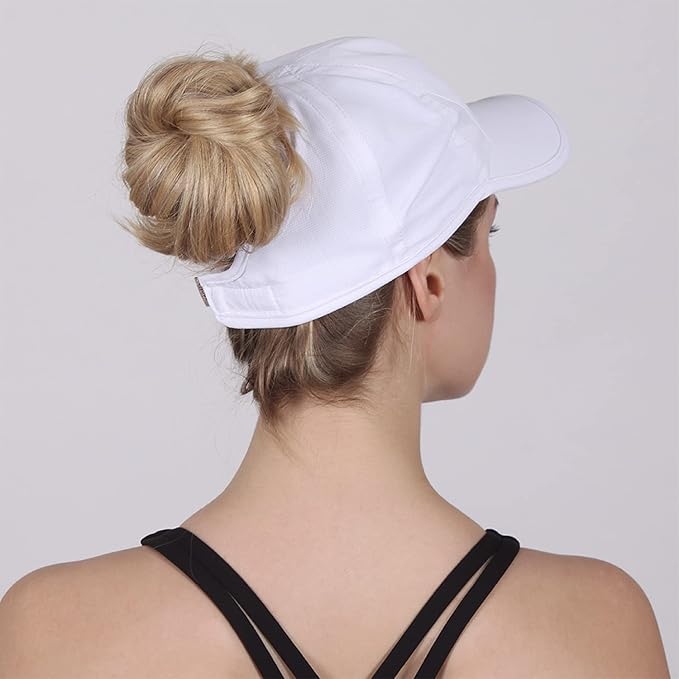 Ponyflo Women’s Ponytail Baseball Cap, Patented Active Feather-Light Hat with Open Back