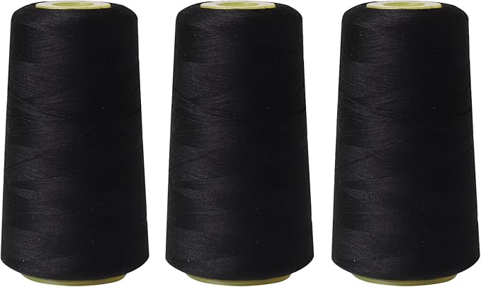 Sewing Thread Cone Set, 3 Pack Serger Thread, 3000 Yards Each, All Purpose by Unknown
