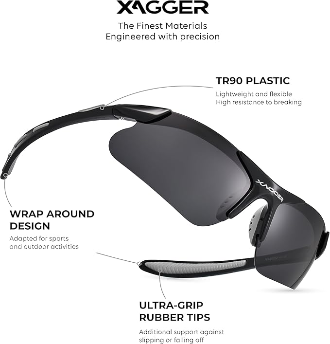 Xagger Kids Youth Polarized Sports Sunglasses for Boys Girls Baseball Softball Glasses TR90 Frame