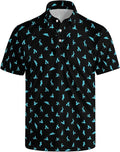 HUURAY Funny Golf Polos for Men Funny Print Short Sleeve Shirts Quick Dry Polo Shirts Hawaiian Shirt Performance Golf Outfits