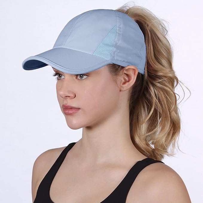 Ponyflo Women’s Ponytail Baseball Cap, Patented Active Feather-Light Hat with Open Back