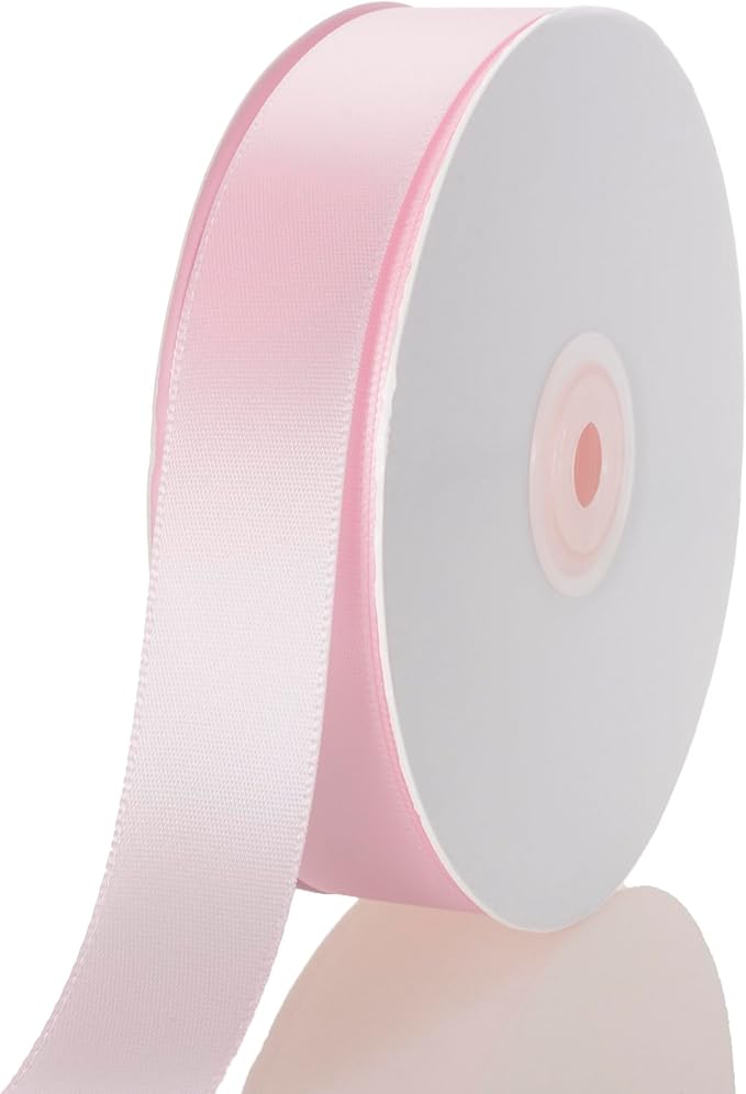 1 Inch Light Pink Ribbon, 50 Yards Craft Polyester Satin Ribbon Perfect by Unknown