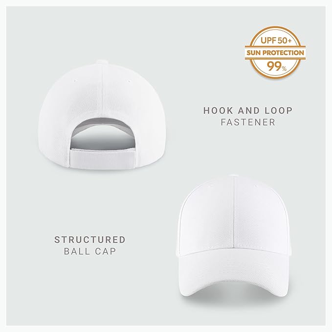 2-Pack Classic Structured Baseball Cap Adjustable Snapback Multipack Ball Caps for Custom Embroidery Running Workouts Outdoor