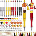 Jutom 12 Pcs Sports Beadable Pens Plastic Baseball Bead Pens Included 50 Pcs Colorful Beads 12 Tassels 12 Pendants Assorted Colors Bead for Gifts School Office DIY Making Kit Supplies