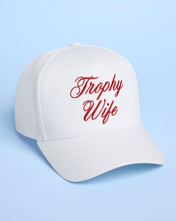 xo, Fetti Trophy Wife Trucker Hat | White, Red Embroidery, Snapback, Adjustable Fit, Bachelorette, Bridal Shower, Bride Gift, Party Hat, Engagement, Wifey