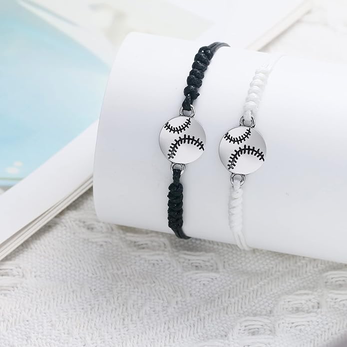 SmileBelle 2 PCS Sport Bracelets, Graduation Bracelets Volleyball Soccer Gifts Baseball Basketball Bracelet Football Jewelry for Son Daughter Fans as Sport Accessories Jewelry