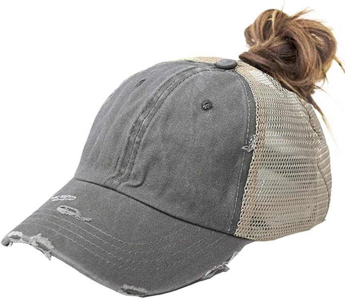 High Ponytail Baseball Hat - Women Messy Bun Hat, Sun Protection Ponycaps Retro Cap
