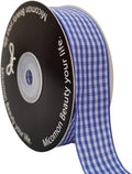 Blue and White Gingham Ribbon Plaid Ribbon 25 Yards Each Roll 100% Polyester by Micomon