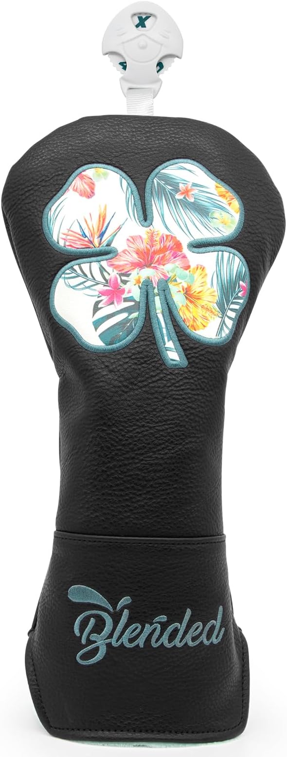 Golf Club Covers White Lucky Clover Golf Head Covers Driver Covers Fariway Wood Headcover Hybrid Covers Leather Golf Headcover with Number Tag for All Brand