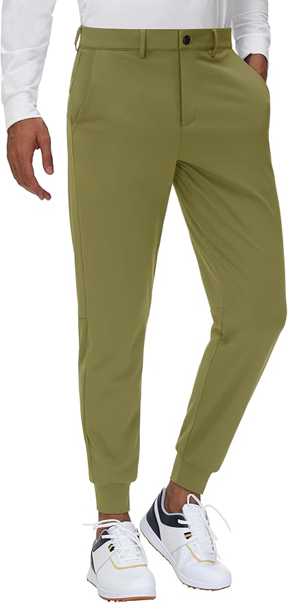 JWM Men's Stretch Golf Joggers Pants with Belt Loops - 29" 34" Slim Fit Tapered Casual Business Travel Dress Work Sweatpants
