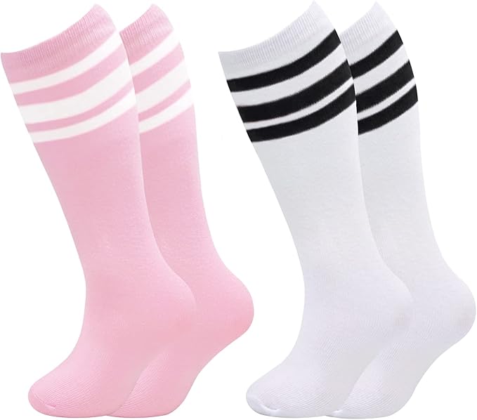 Sarfel Kids Soccer Socks Toddler Soccer Socks Girls Boys Soccer Socks Kids Tube Socks with Stripes Toddler Knee High Socks