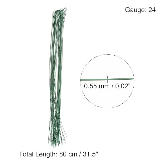 PATIKIL 32 Inch 24 Gauge Floral Stem Wire, 3 Pack/120 Pieces Bouquet Stem Paper - Image 2