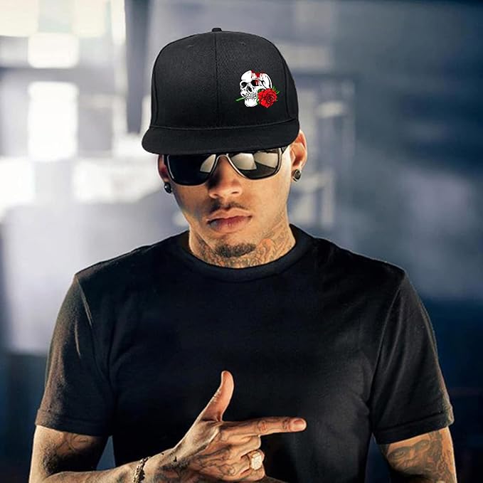 Skateboard Hat Snapback Hats for Men Flat Bill Hats for Boy Adjustable Baseball Cap for Teens Hip Hop Sports