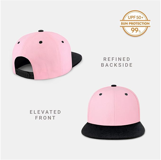 CHOK.LIDS Flat Bill Visor Classic Snapback Hat Blank Adjustable Brim High Top End Trendy Color Style Plain Tone Baseball Cap